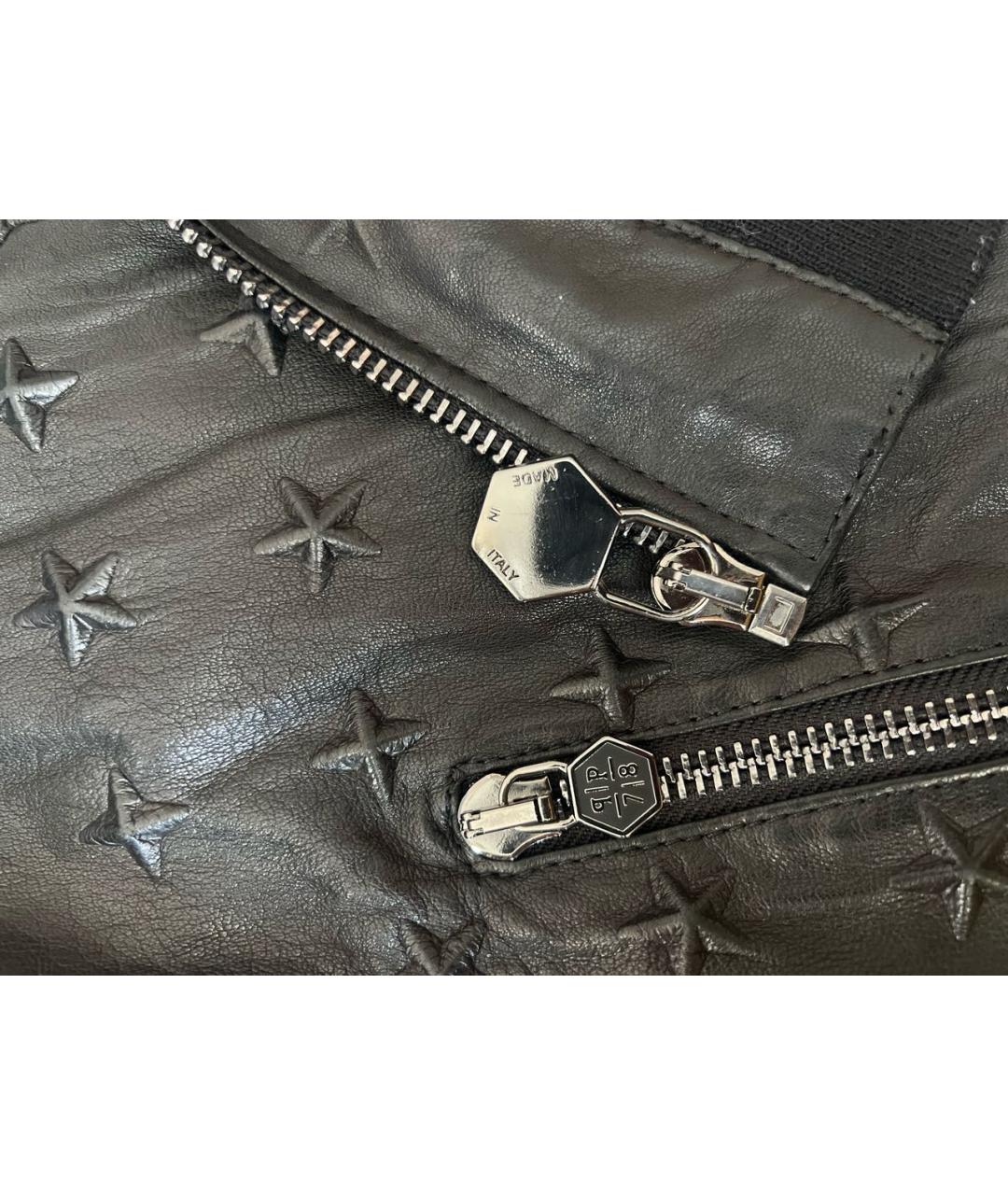 PHILIPP PLEIN Черная кожаная куртка, фото 4