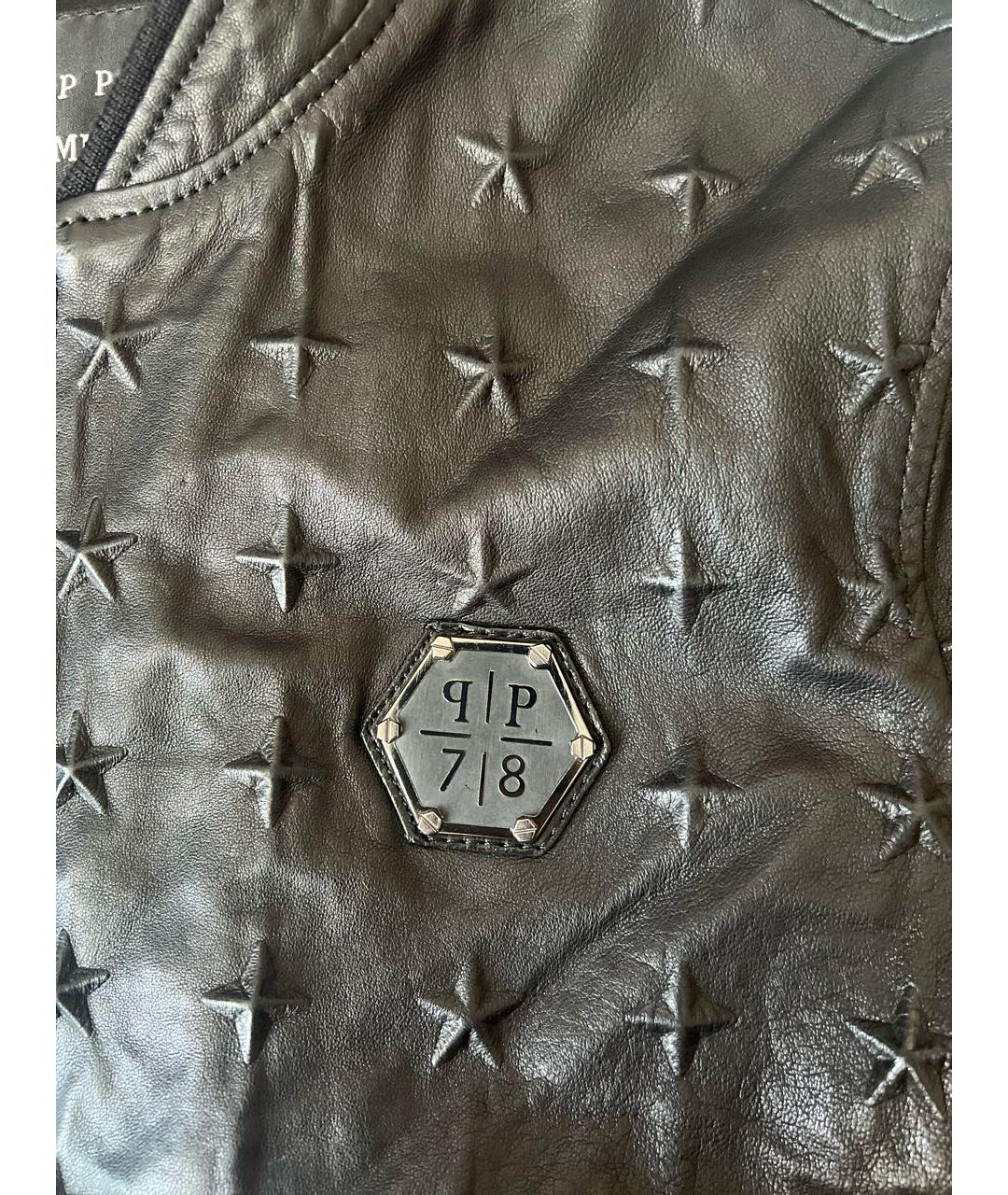 PHILIPP PLEIN Черная кожаная куртка, фото 7
