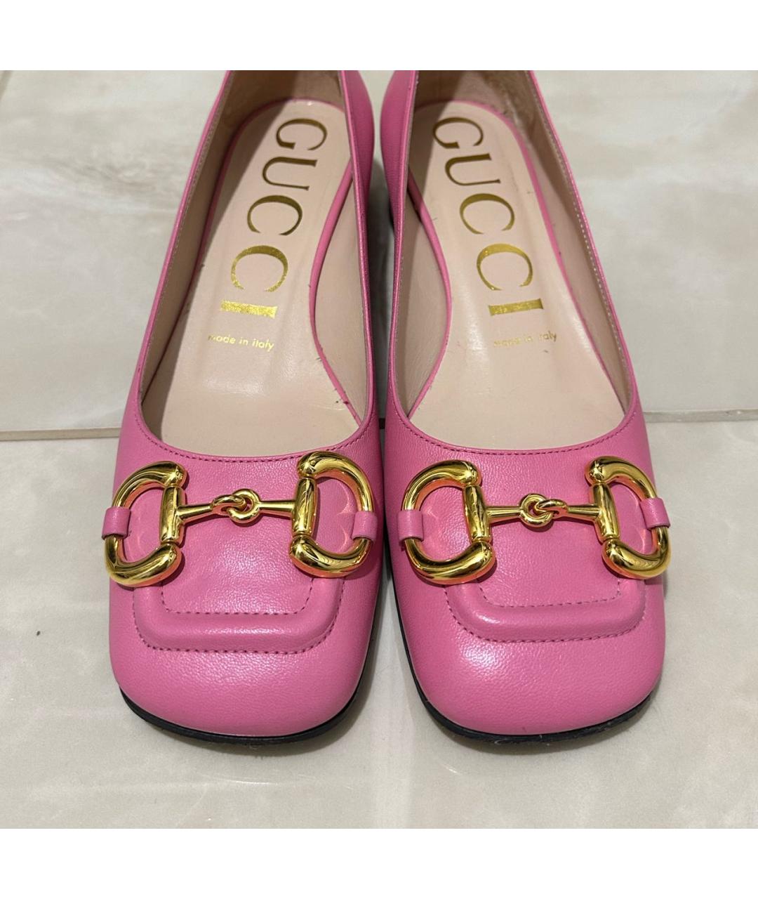 GUCCI Розовые кожаные туфли, фото 3