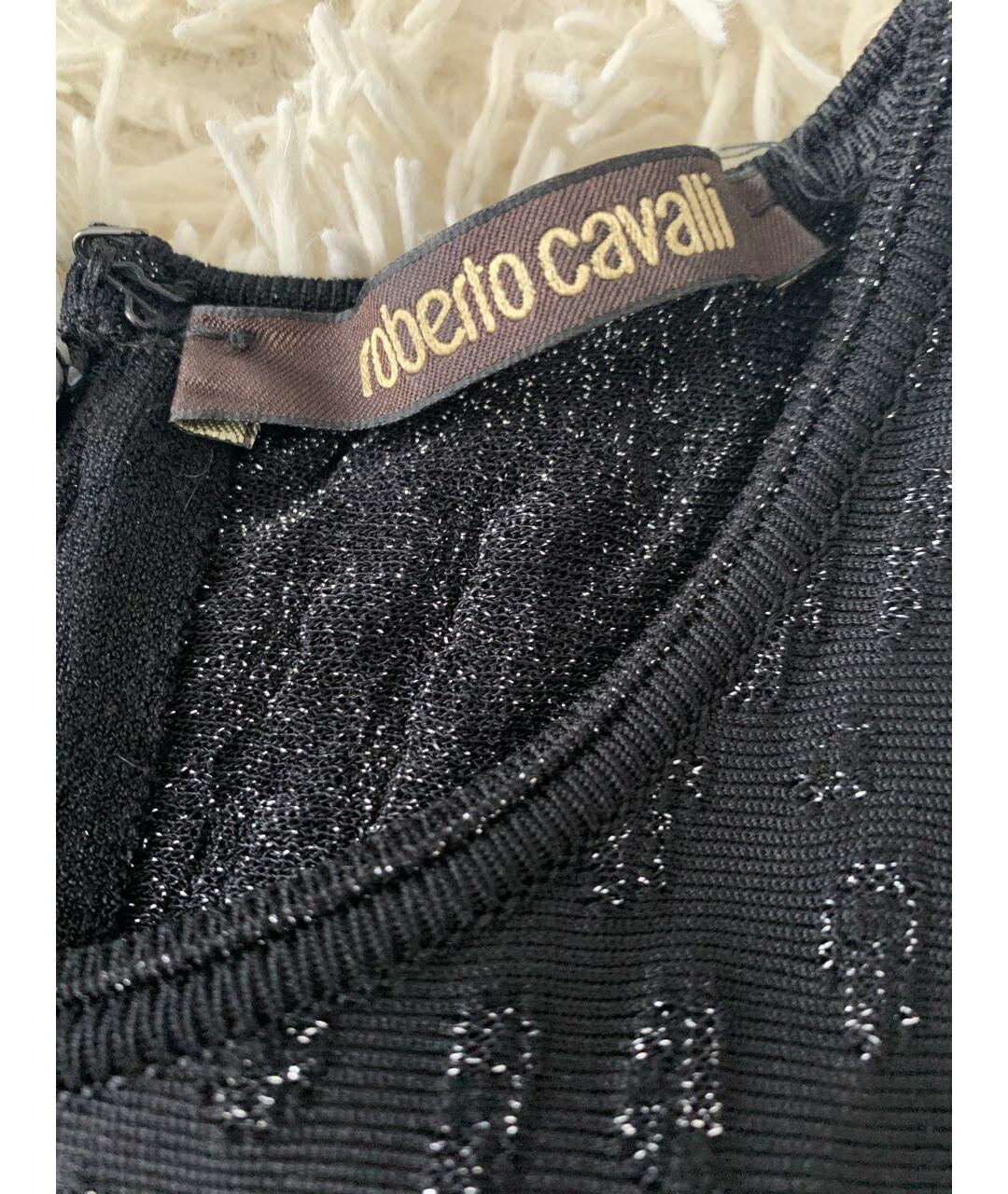 ROBERTO CAVALLI Черное вискозное повседневное платье, фото 2