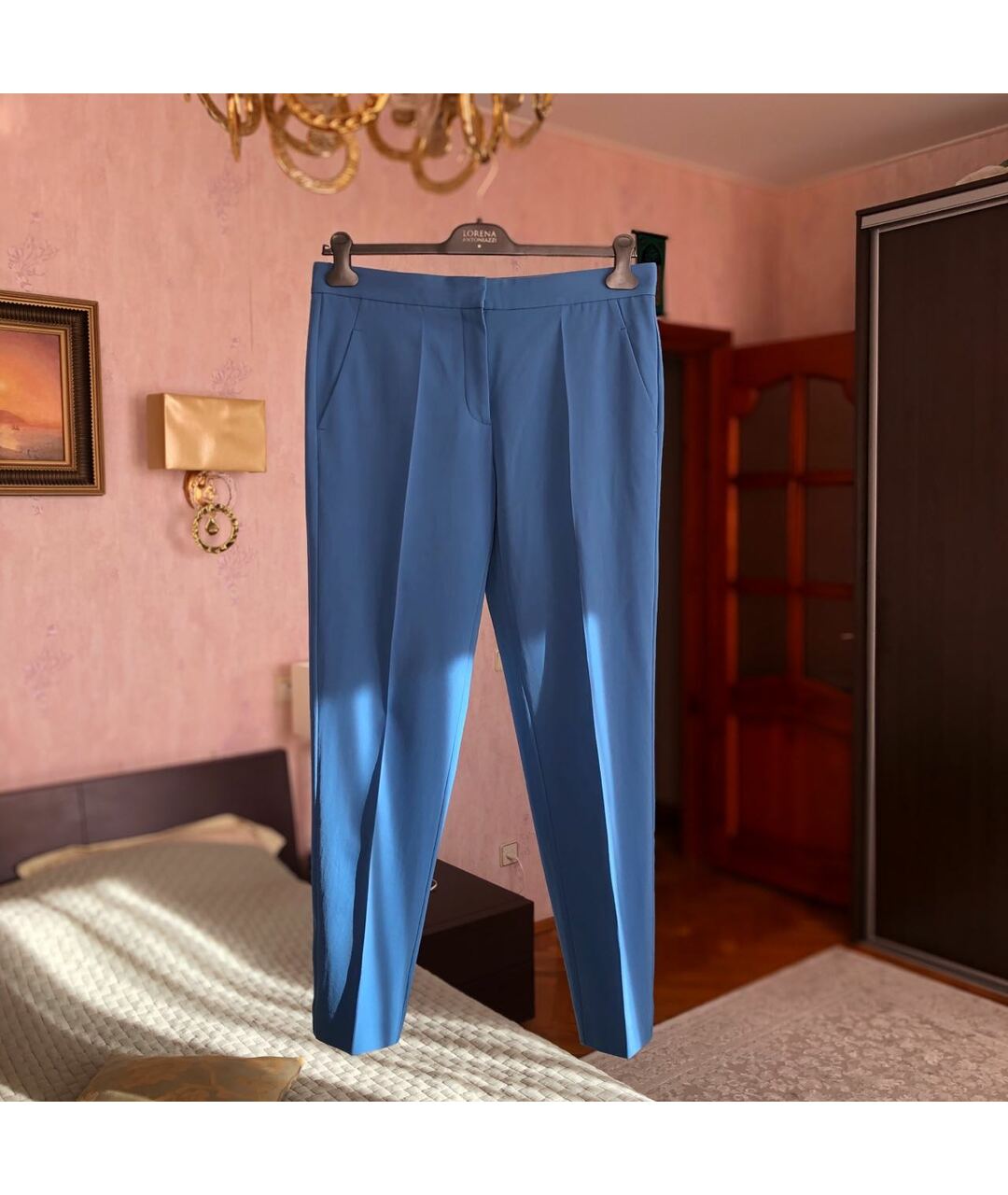 STELLA MCCARTNEY Голубые шерстяные прямые брюки, фото 7
