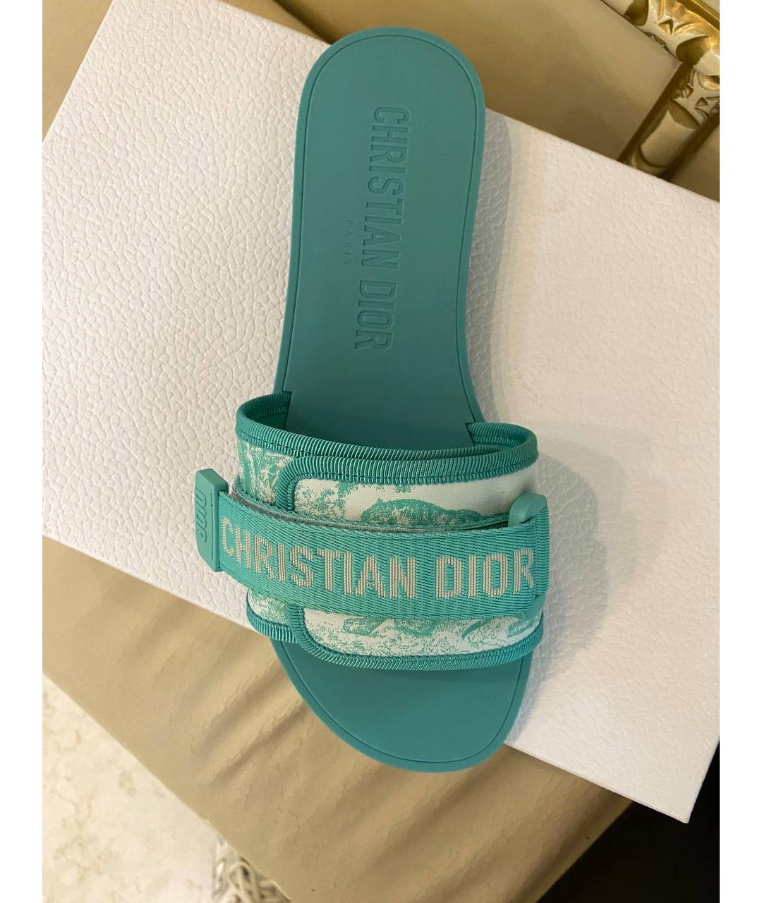 CHRISTIAN DIOR Бирюзовые резиновые шлепанцы, фото 4
