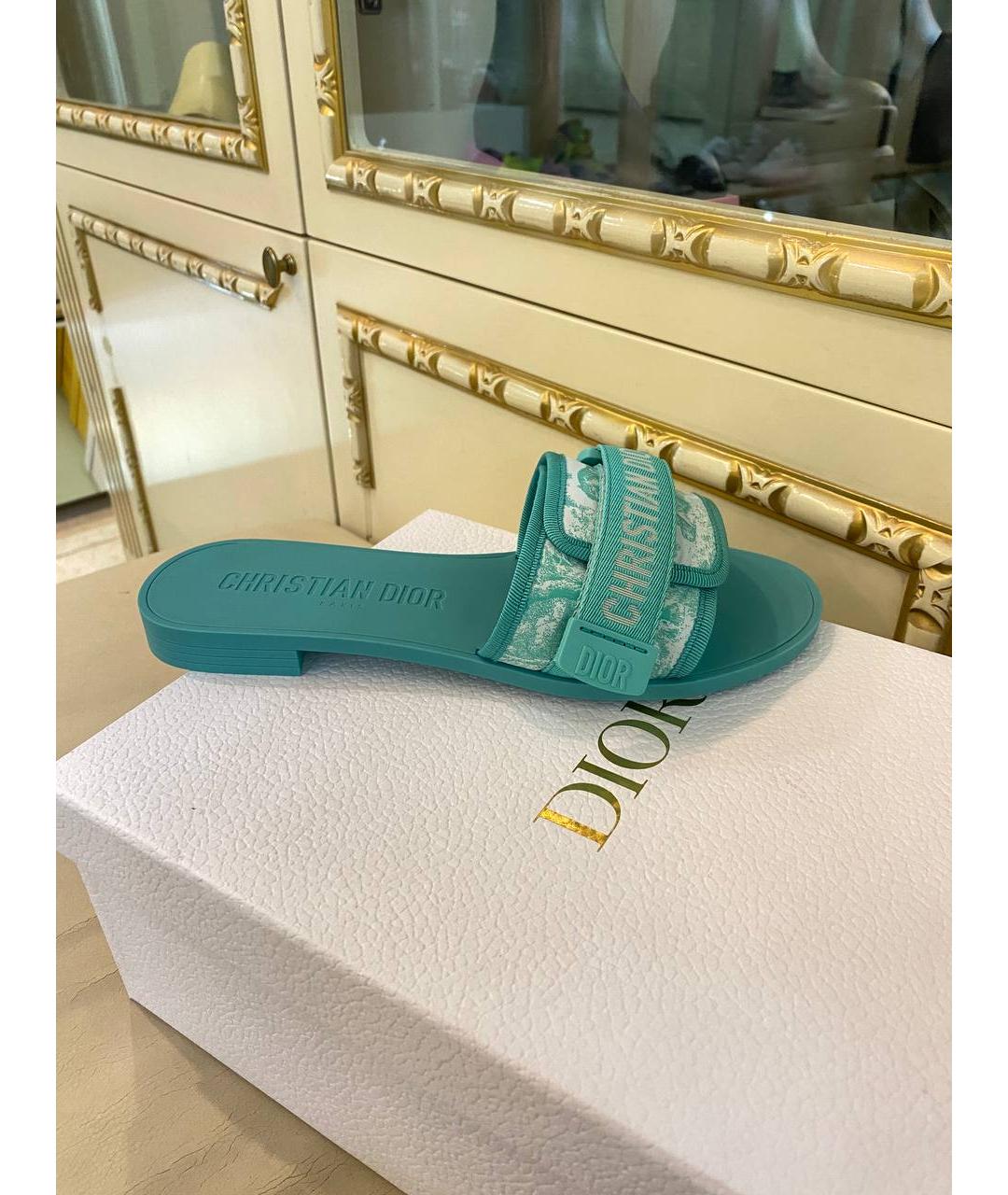 CHRISTIAN DIOR Бирюзовые резиновые шлепанцы, фото 3