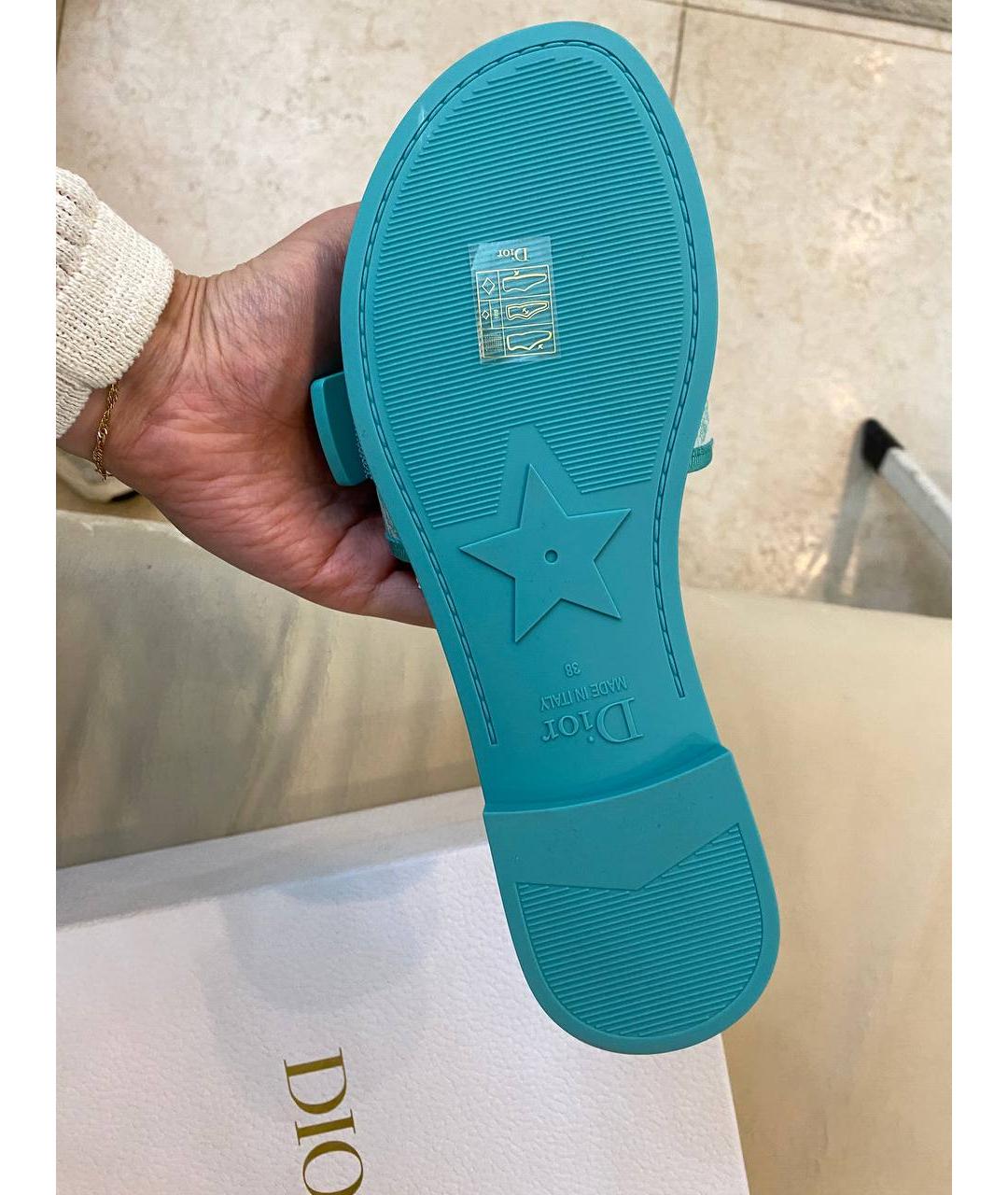 CHRISTIAN DIOR Бирюзовые резиновые шлепанцы, фото 5