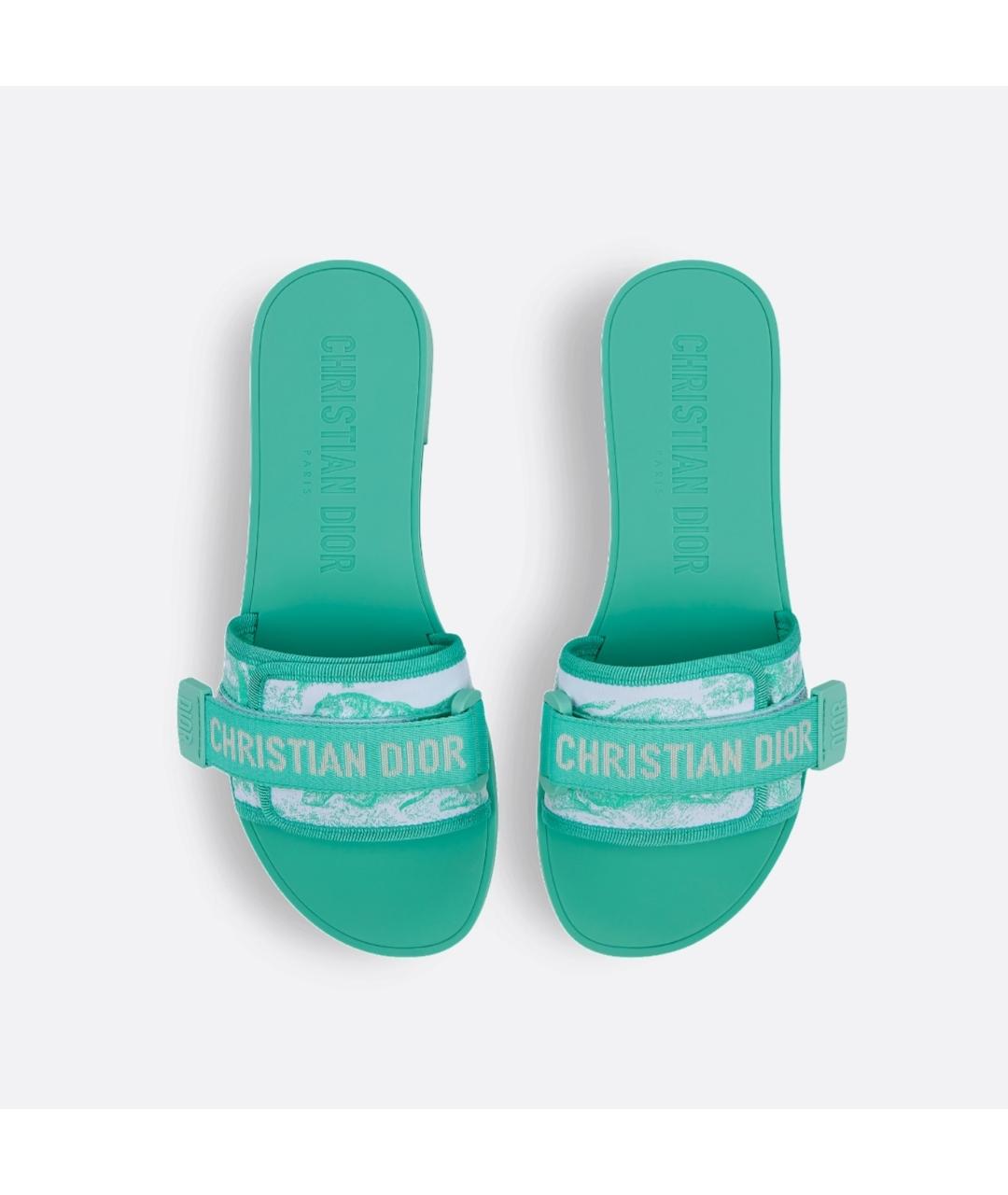 CHRISTIAN DIOR Бирюзовые резиновые шлепанцы, фото 2