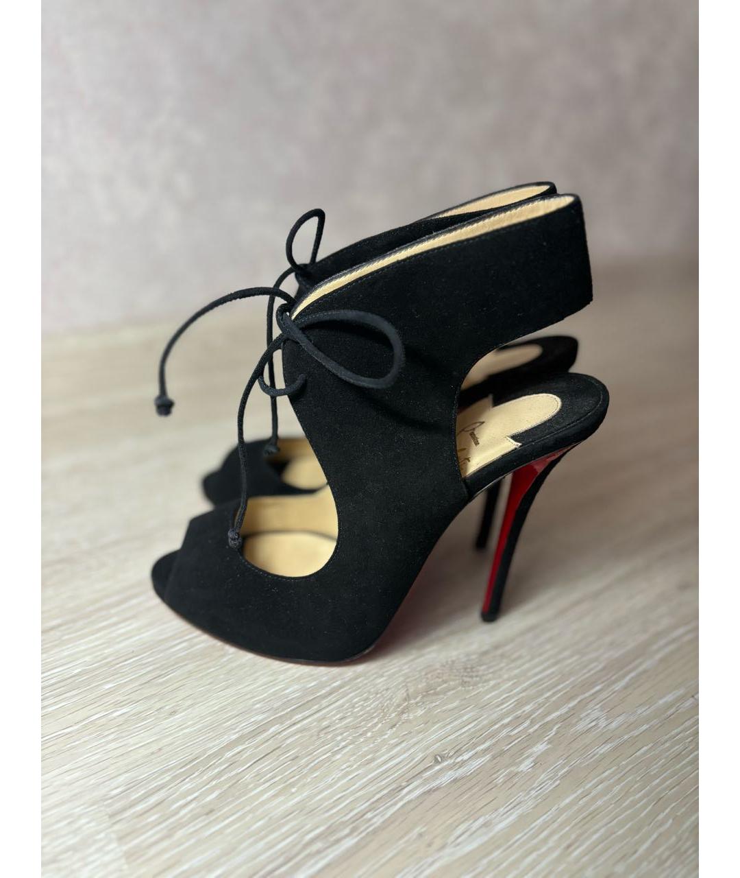 CHRISTIAN LOUBOUTIN Черные замшевые босоножки, фото 8