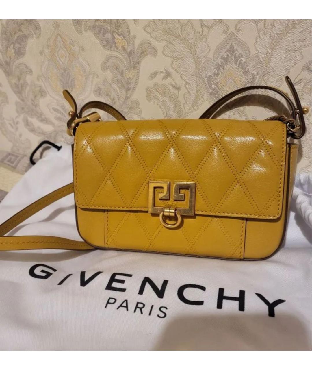 GIVENCHY Горчичная кожаная сумка через плечо, фото 2