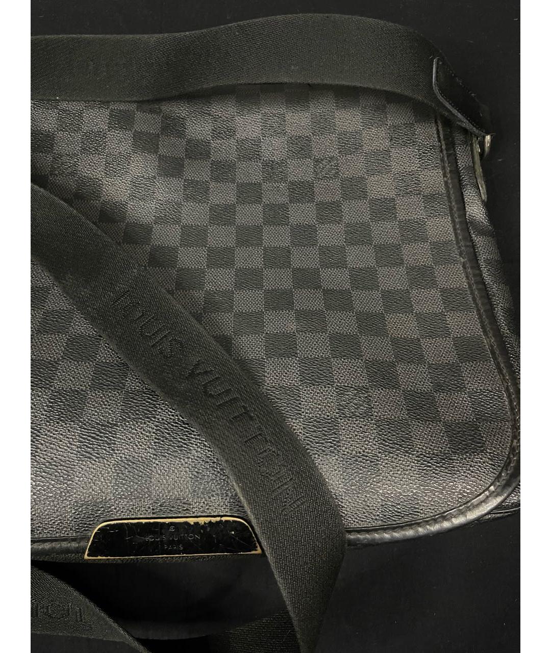 LOUIS VUITTON Черная кожаная сумка на плечо, фото 2