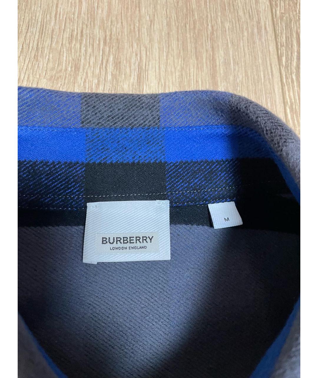 BURBERRY Темно-синяя хлопковая кэжуал рубашка, фото 3