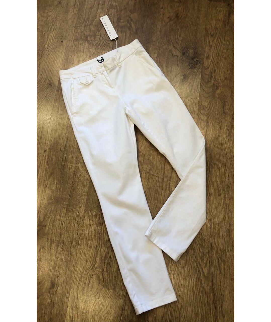 STEFANEL Белые хлопковые прямые брюки, фото 2