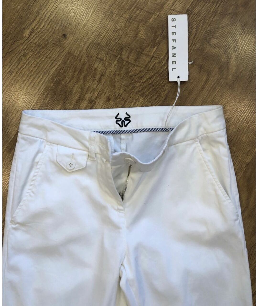 STEFANEL Белые хлопковые прямые брюки, фото 3