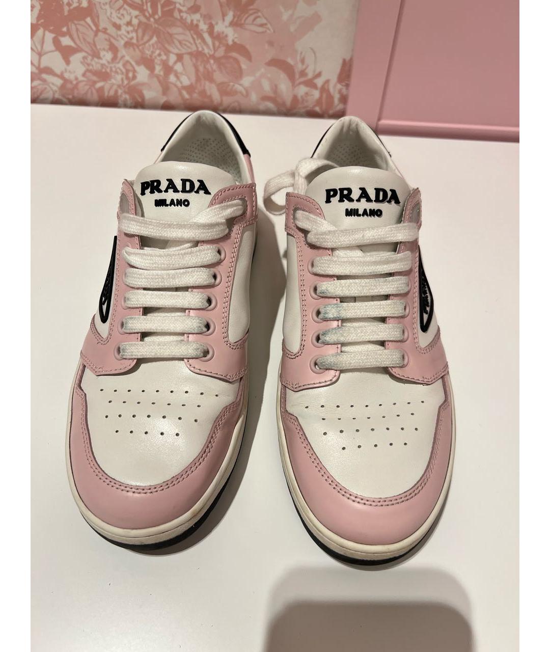 PRADA Розовые кожаные кеды, фото 2