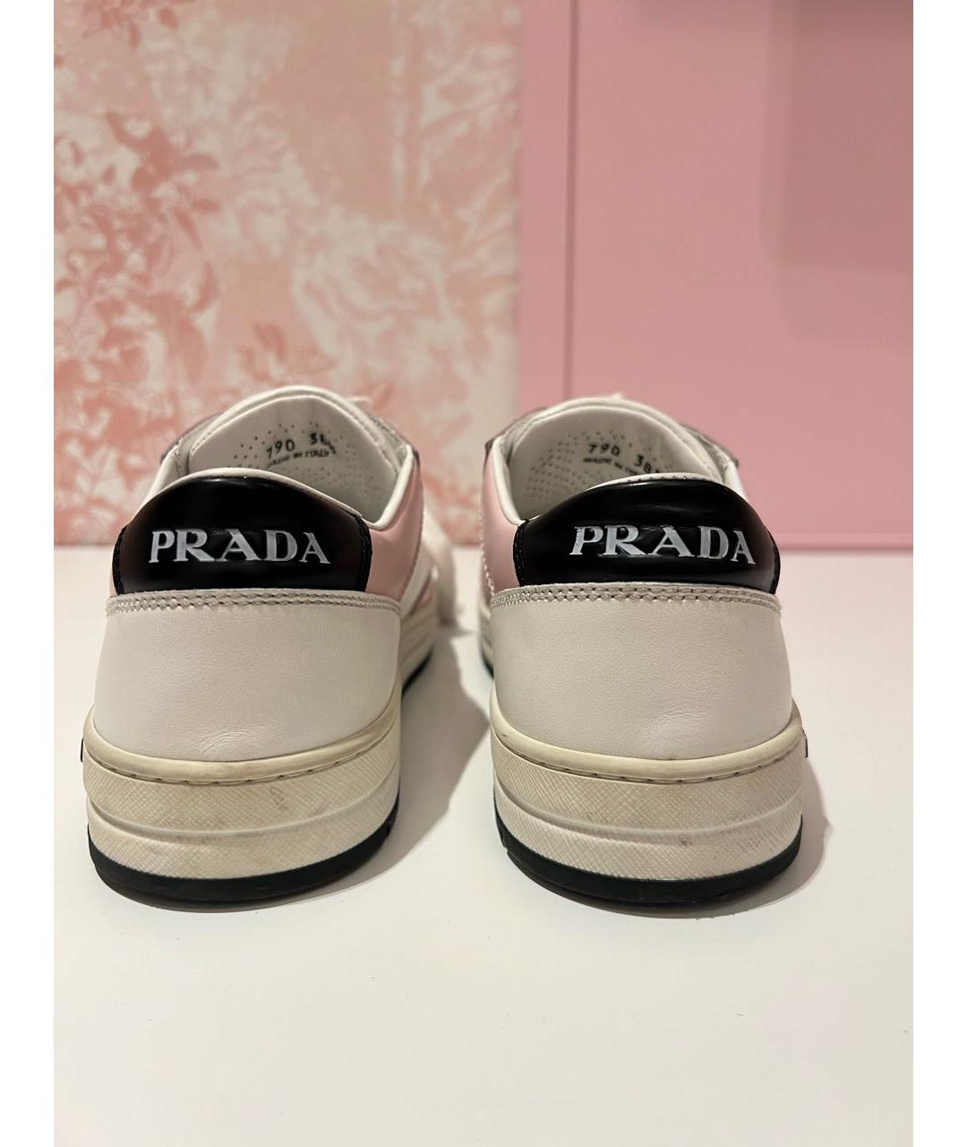 PRADA Розовые кожаные кеды, фото 4