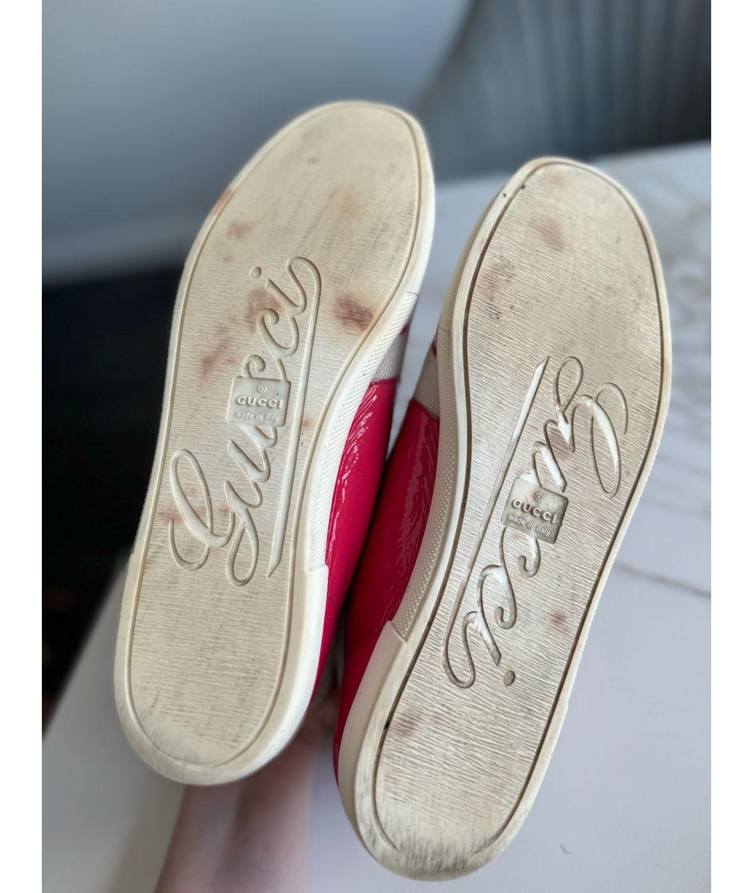 GUCCI Фуксия кеды из лакированной кожи, фото 3