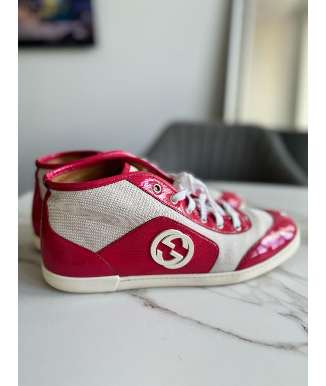 GUCCI Фуксия кеды из лакированной кожи, фото 7