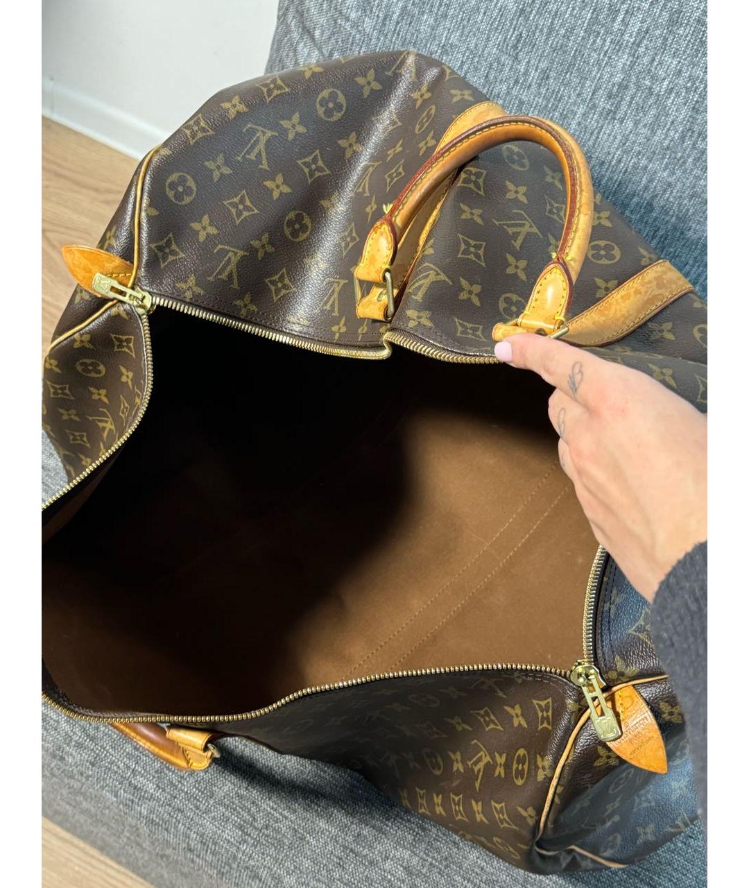 LOUIS VUITTON Коричневая кожаная дорожная/спортивная сумка, фото 4