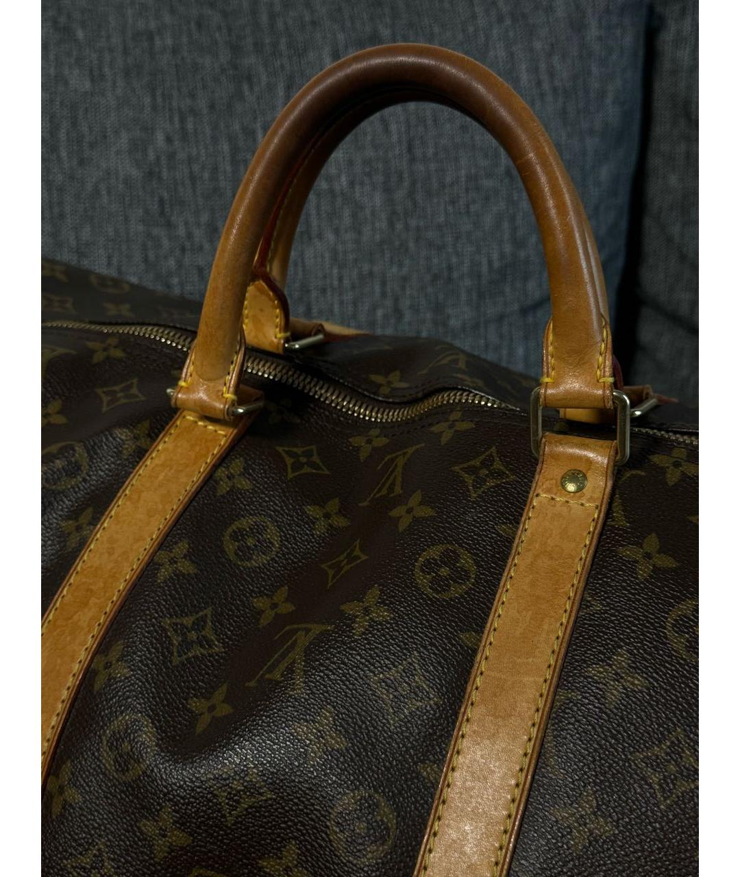 LOUIS VUITTON Коричневая кожаная дорожная/спортивная сумка, фото 3