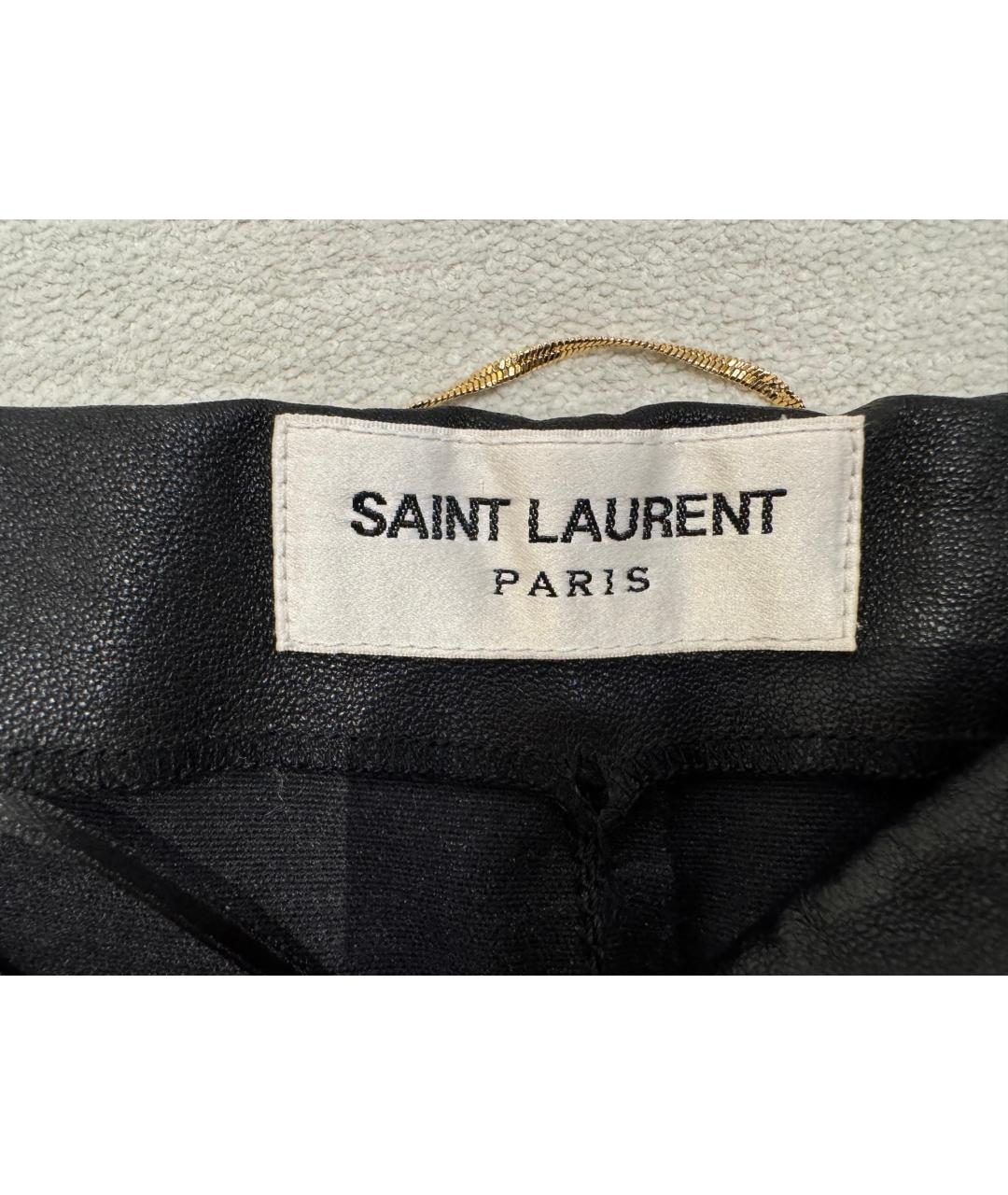 SAINT LAURENT Черные кожаные брюки узкие, фото 6