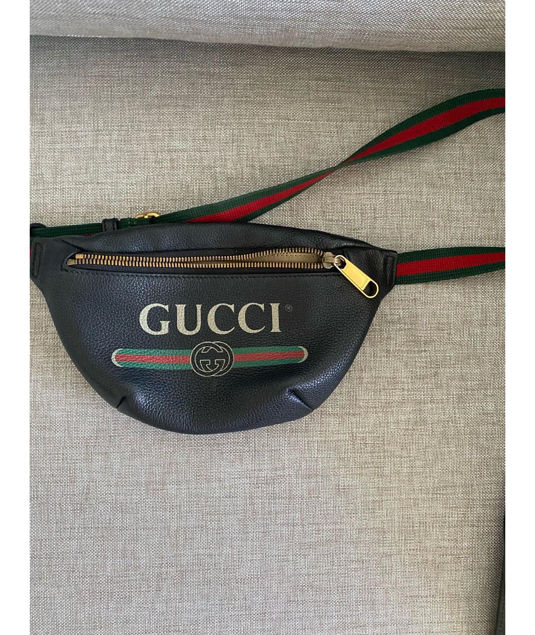 GUCCI Черная кожаная поясная сумка, фото 3