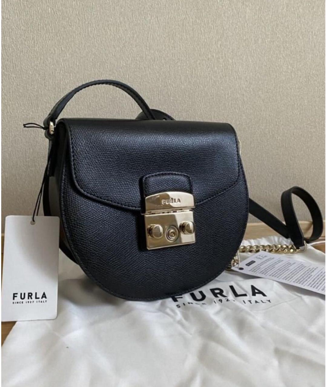 FURLA Черная кожаная сумка через плечо, фото 2