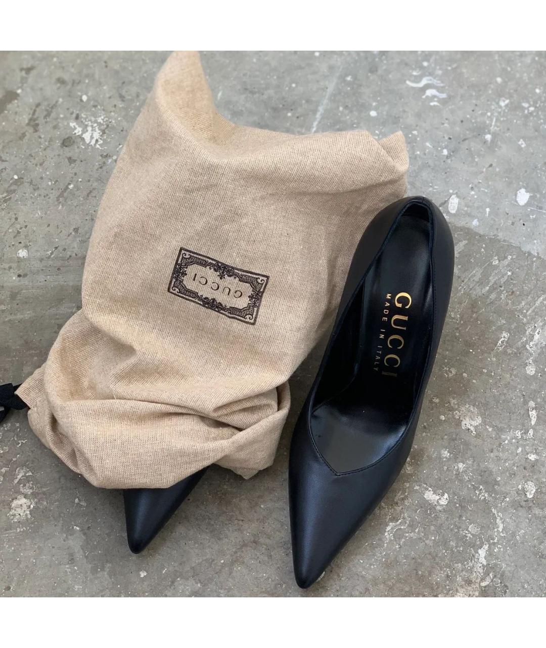 GUCCI Черные кожаные туфли, фото 8