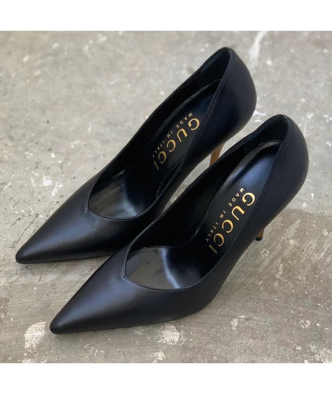 GUCCI Черные кожаные туфли, фото 2