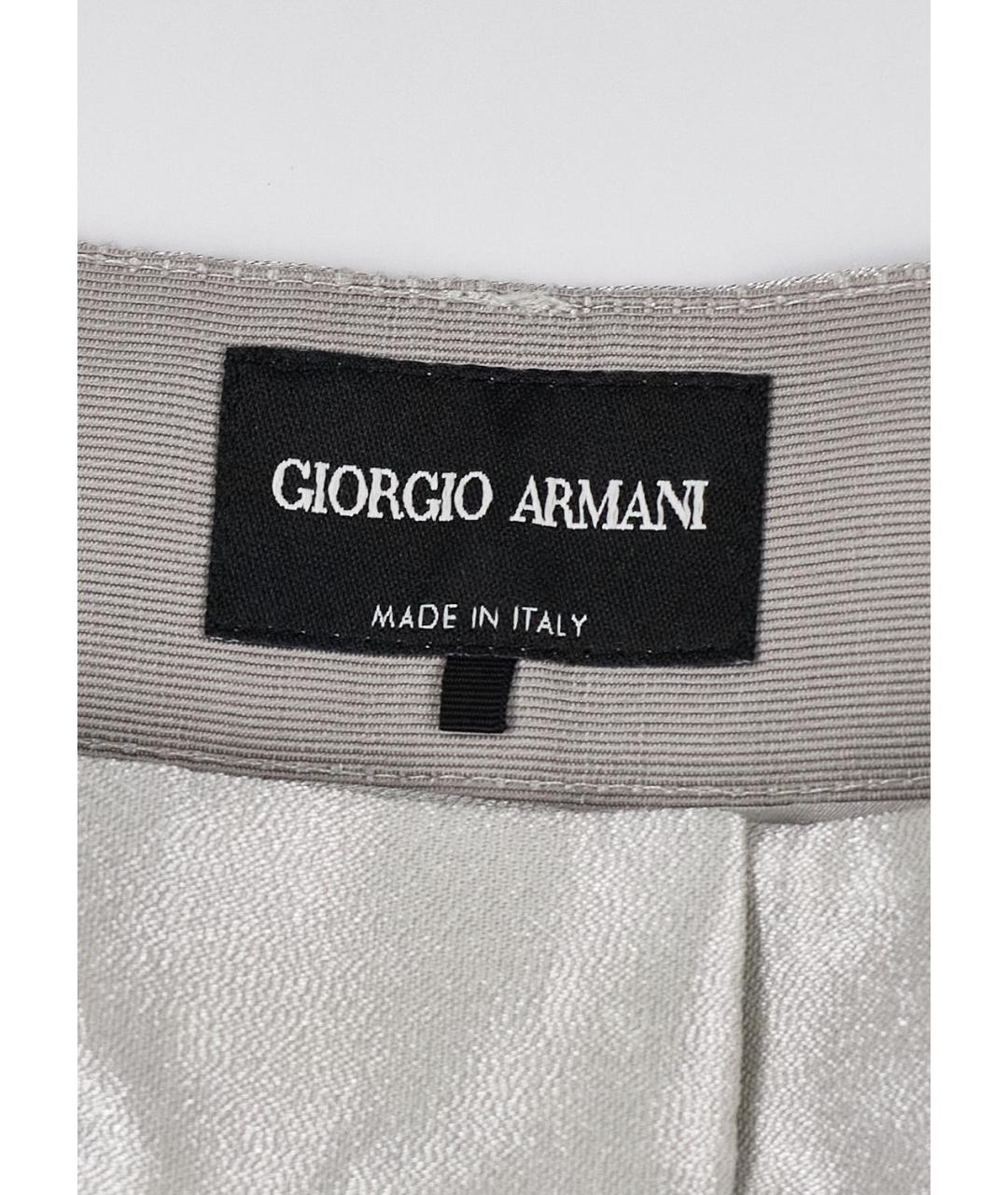 GIORGIO ARMANI Серебряные полиэстеровые прямые брюки, фото 3