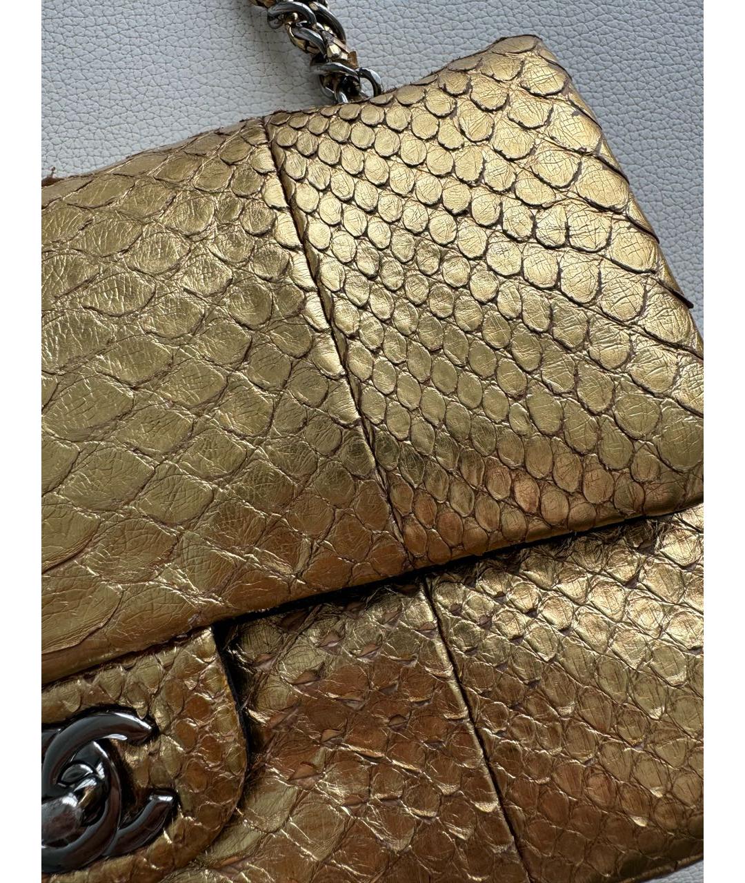 CHANEL Золотая сумка через плечо из экзотической кожи, фото 8