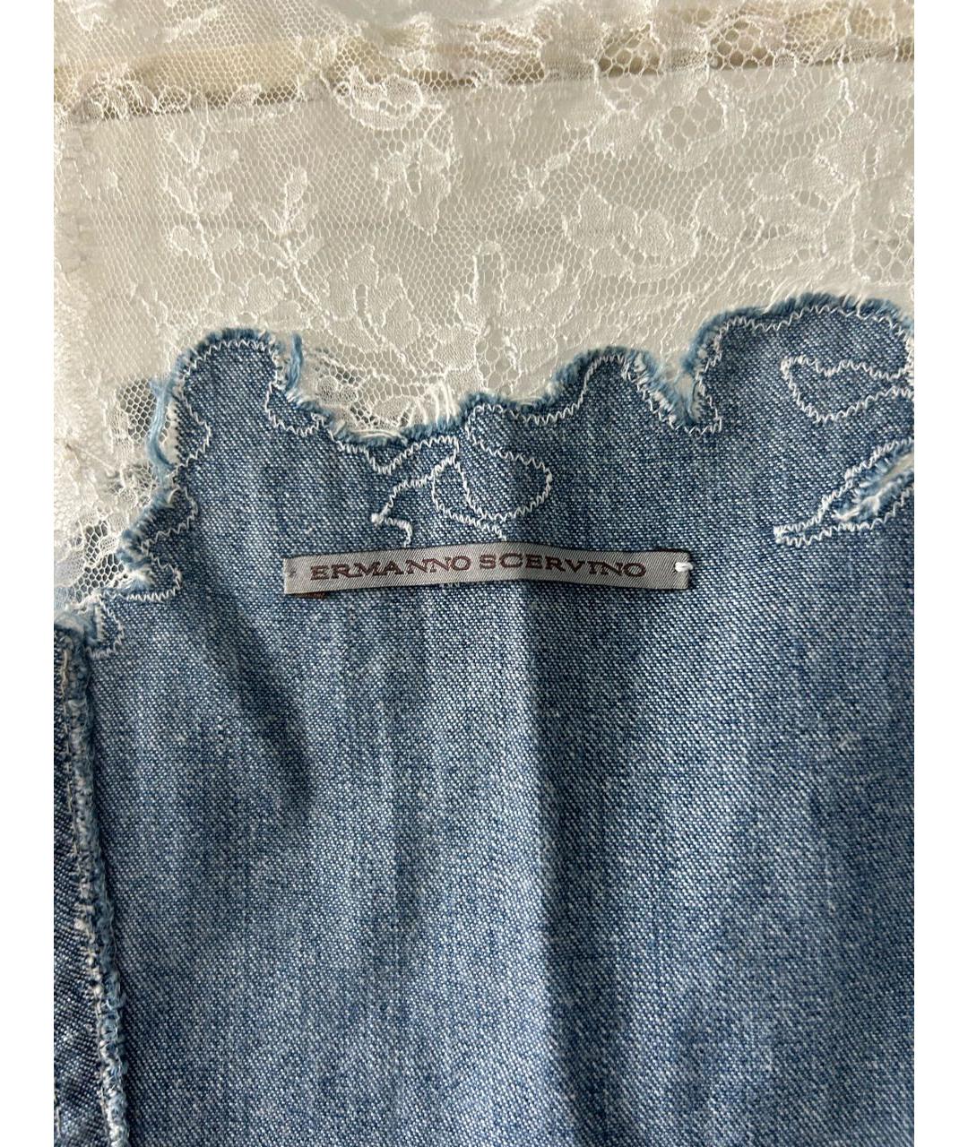 ERMANNO SCERVINO Темно-синее хлопковое повседневное платье, фото 3