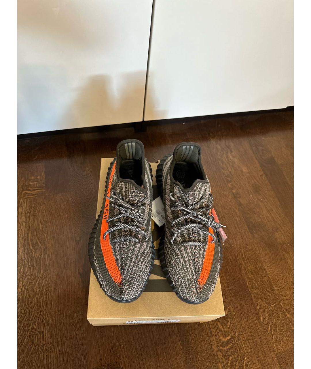 ADIDAS YEEZY Серые текстильные высокие кроссовки / кеды, фото 3
