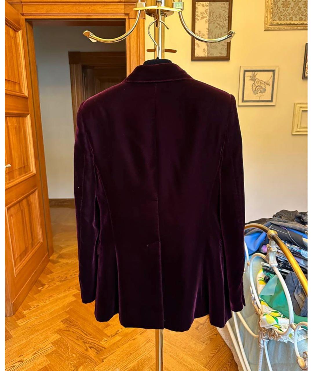 SAINT LAURENT Бордовый велюровый жакет/пиджак, фото 2