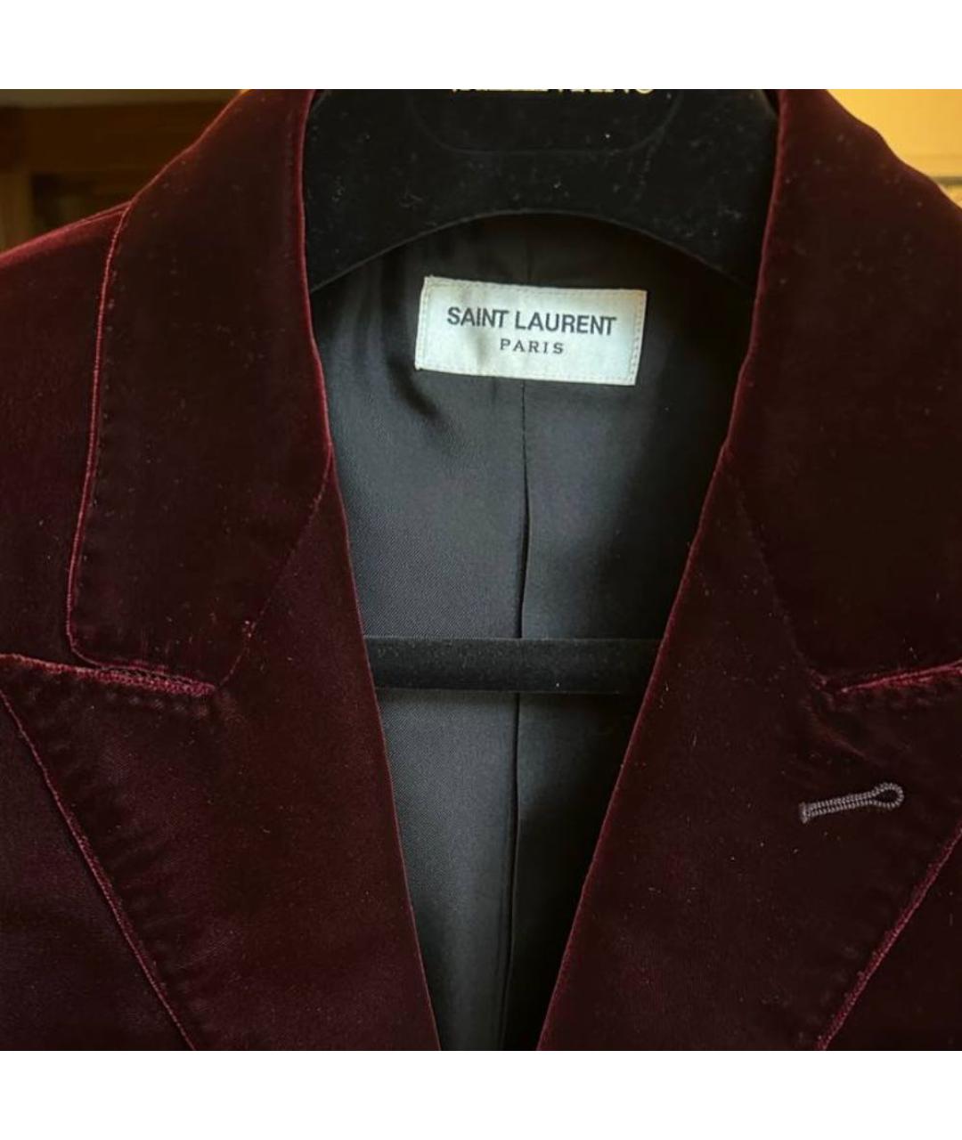 SAINT LAURENT Бордовый велюровый жакет/пиджак, фото 3