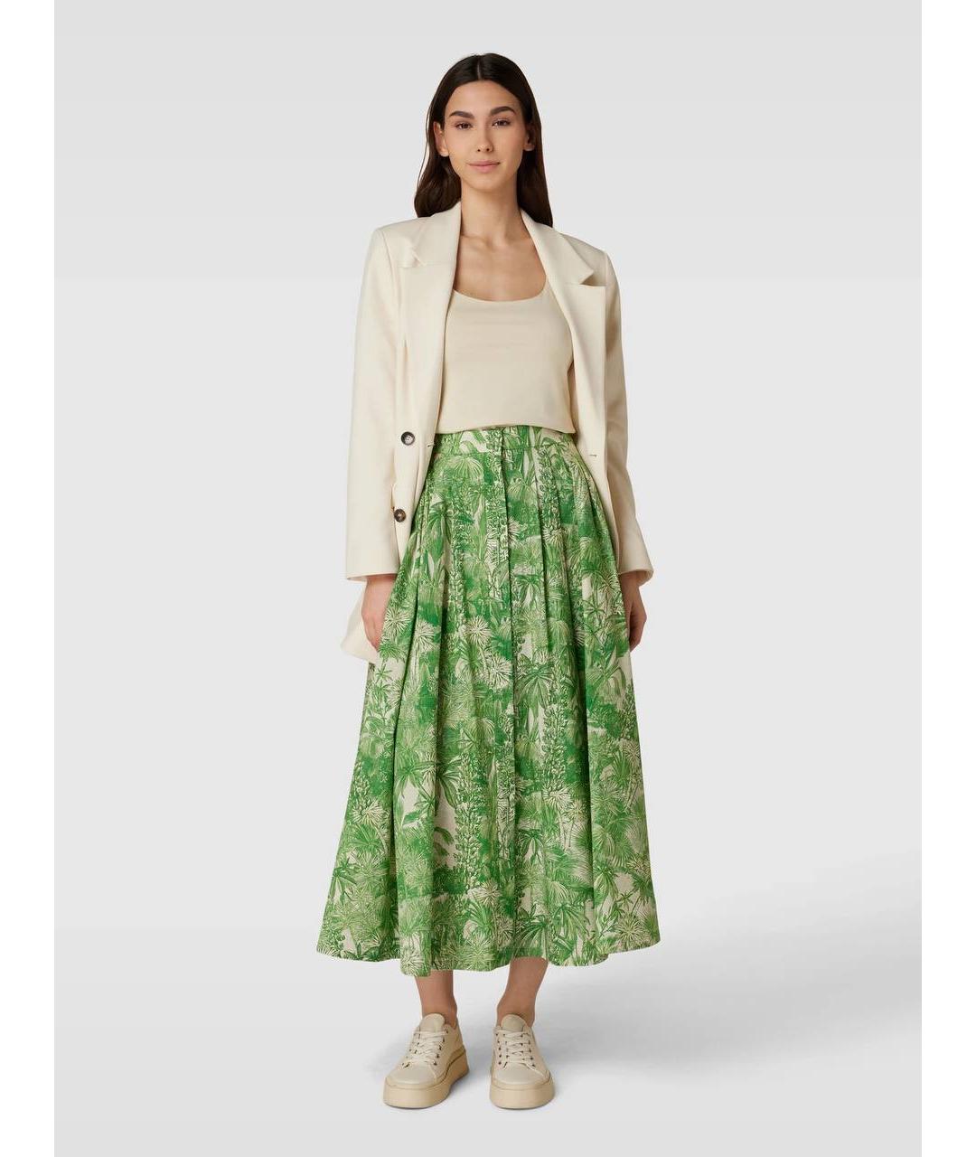 MAX MARA STUDIO Зеленая хлопковая юбка миди, фото 5
