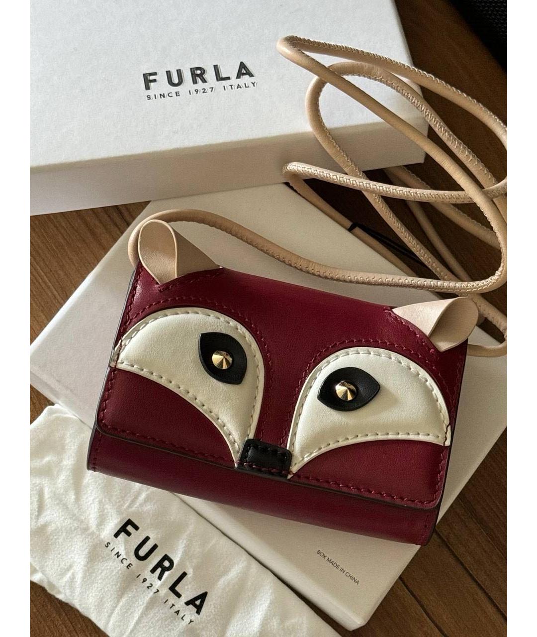 FURLA Бордовый кожаный кошелек, фото 2