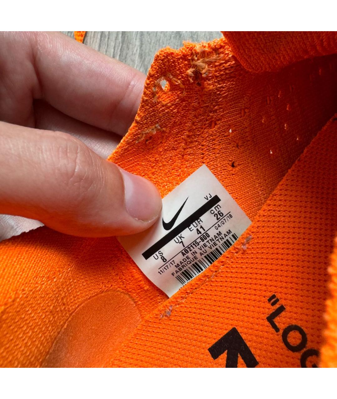 NIKE X OFF-WHITE Оранжевое низкие кроссовки / кеды, фото 7