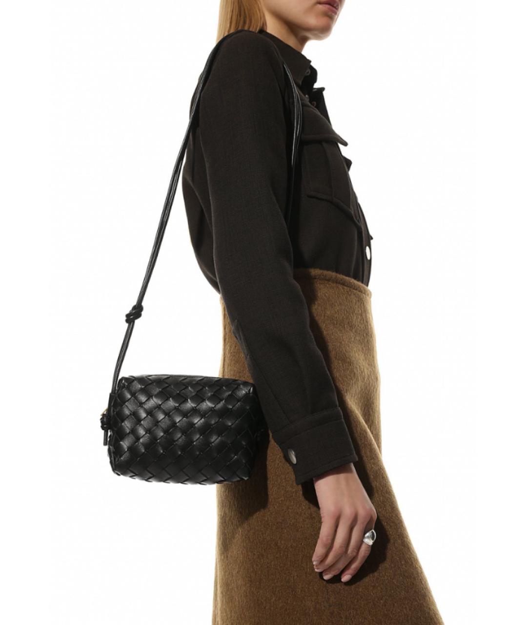 BOTTEGA VENETA Черная кожаная сумка через плечо, фото 8