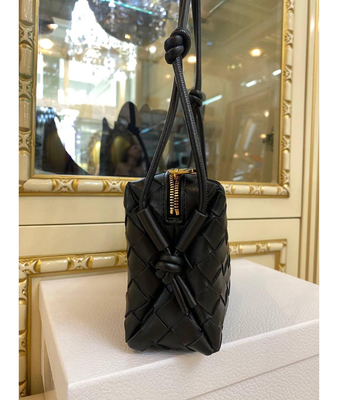 BOTTEGA VENETA Черная кожаная сумка через плечо, фото 4