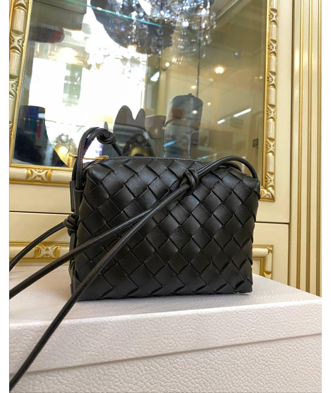 BOTTEGA VENETA Черная кожаная сумка через плечо, фото 6