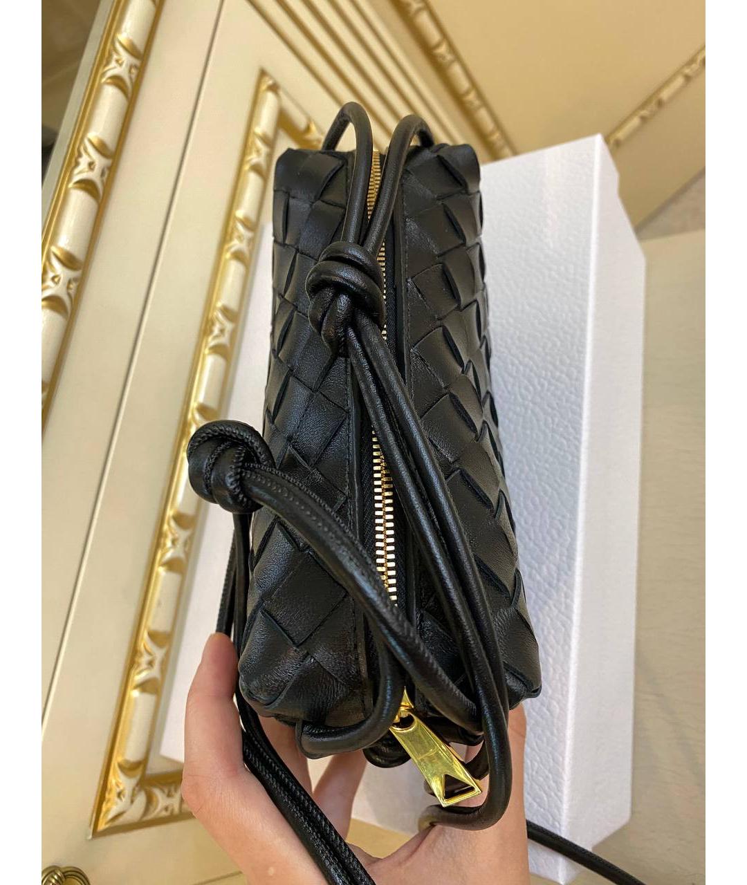BOTTEGA VENETA Черная кожаная сумка через плечо, фото 5