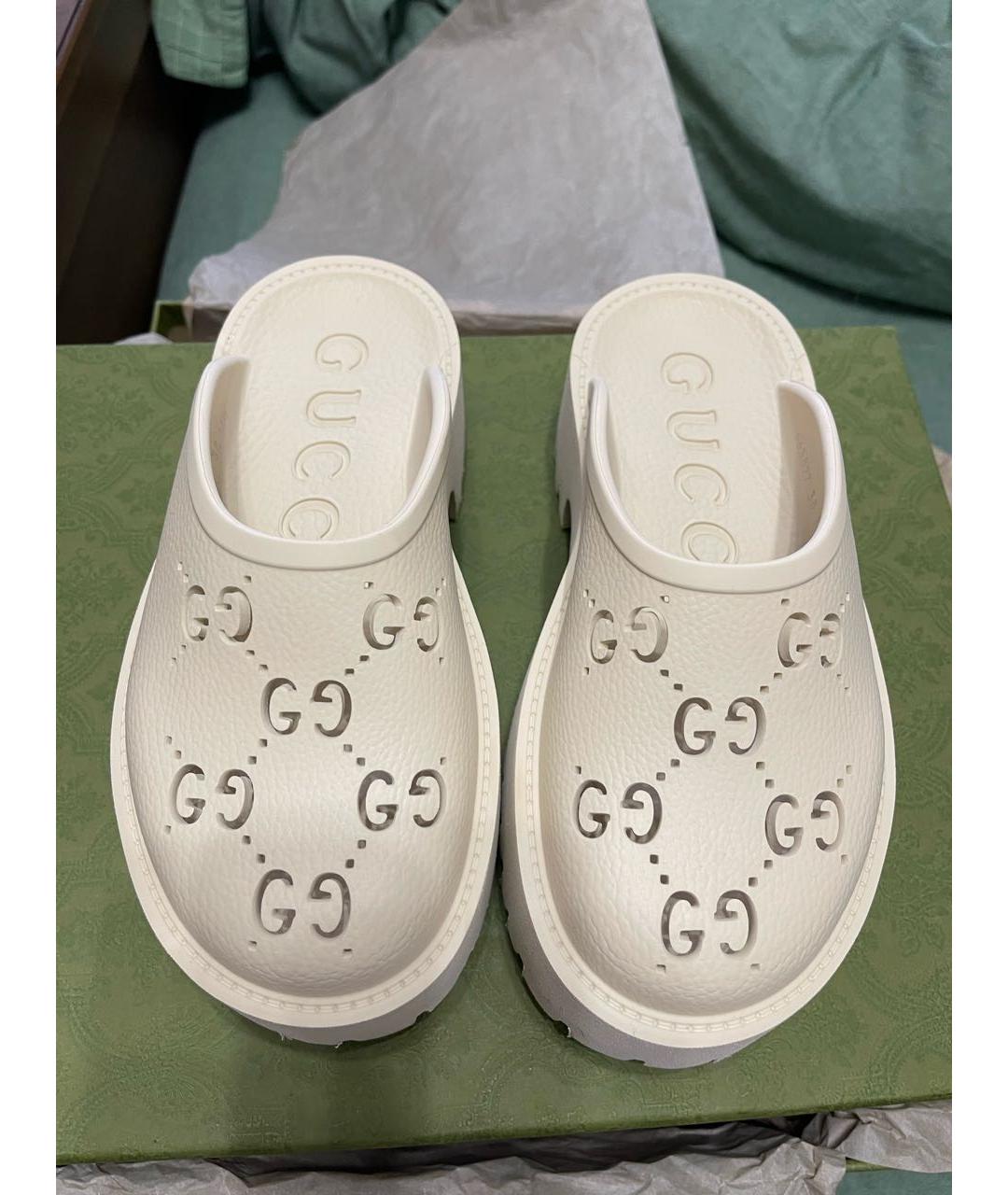 GUCCI Бежевые резиновые сабо, фото 2