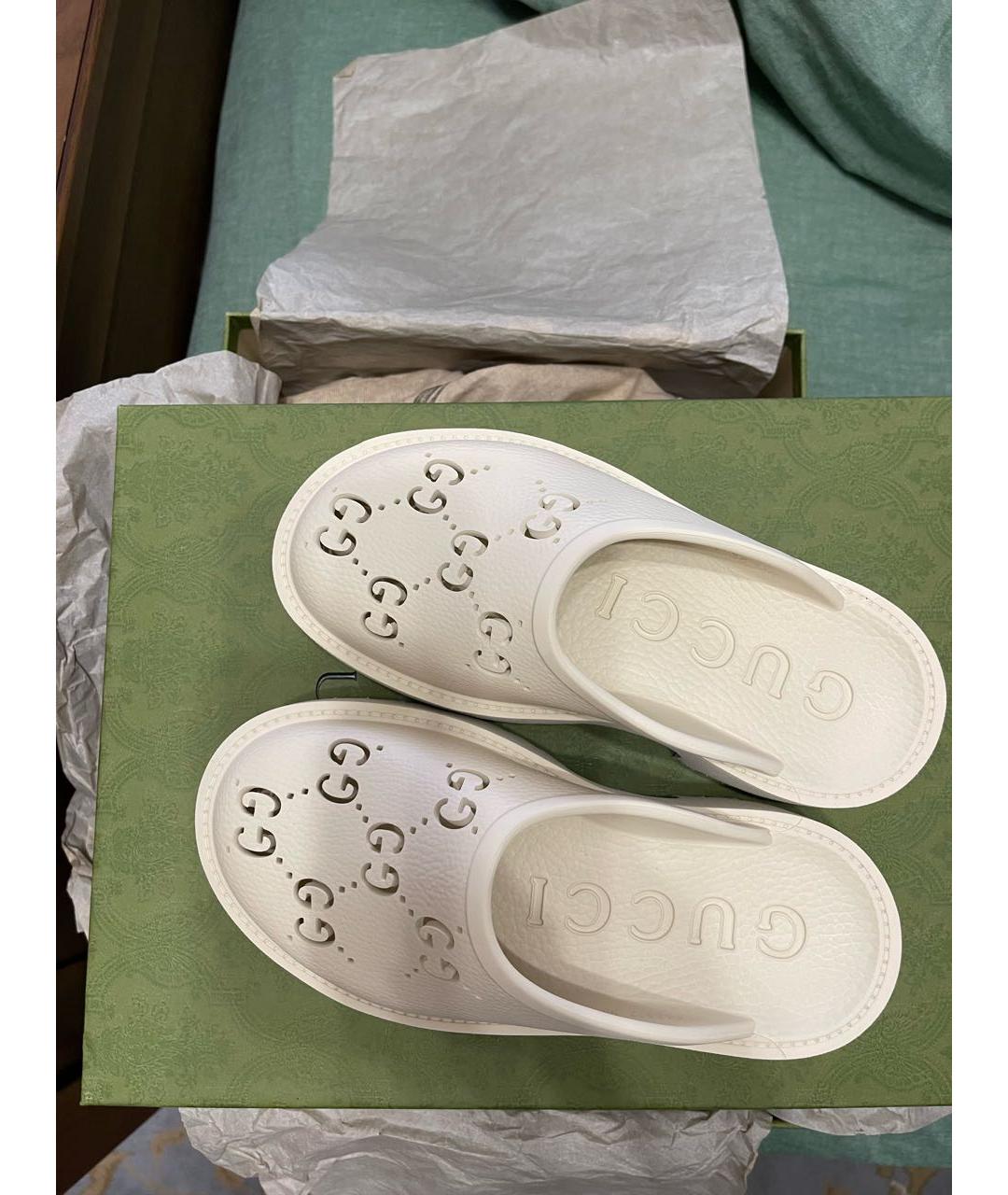 GUCCI Бежевые резиновые сабо, фото 3