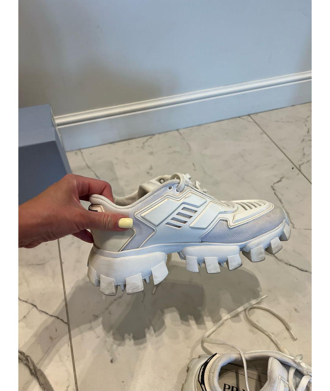 PRADA Белые кожаные кроссовки, фото 4