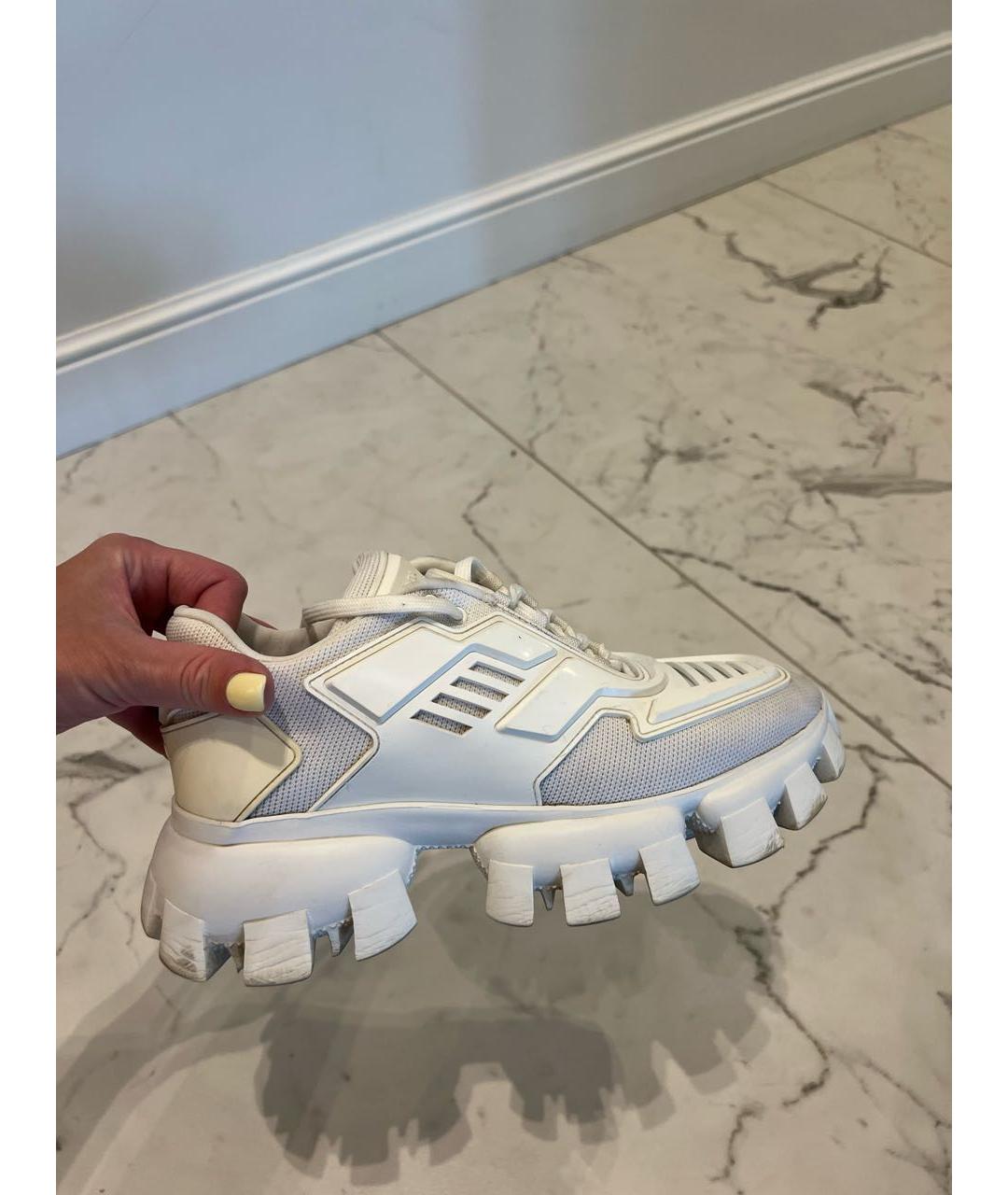 PRADA Белые кожаные кроссовки, фото 6