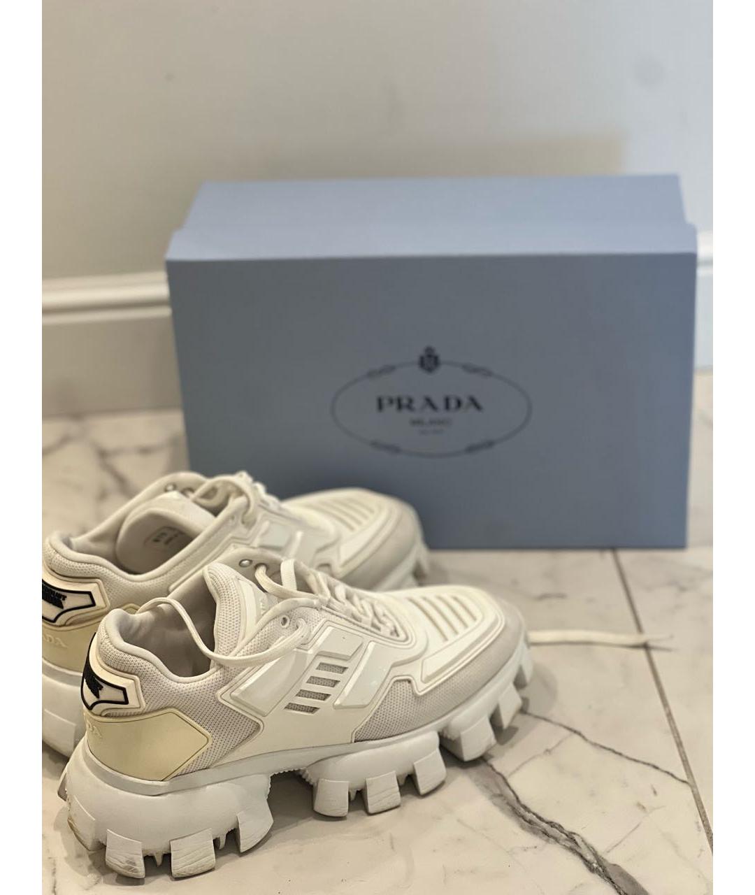 PRADA Белые кожаные кроссовки, фото 3