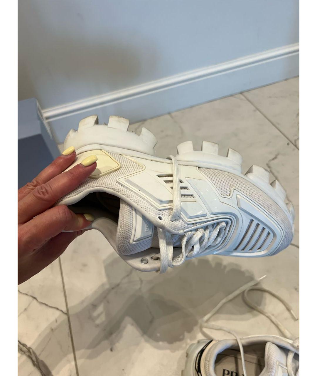 PRADA Белые кожаные кроссовки, фото 5