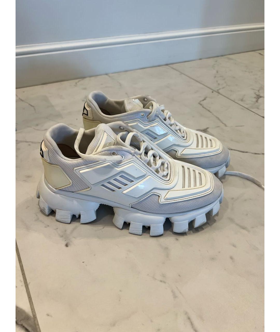 PRADA Белые кожаные кроссовки, фото 7