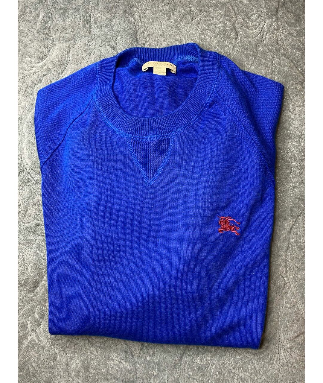 BURBERRY Синий хлопковый джемпер / свитер, фото 2