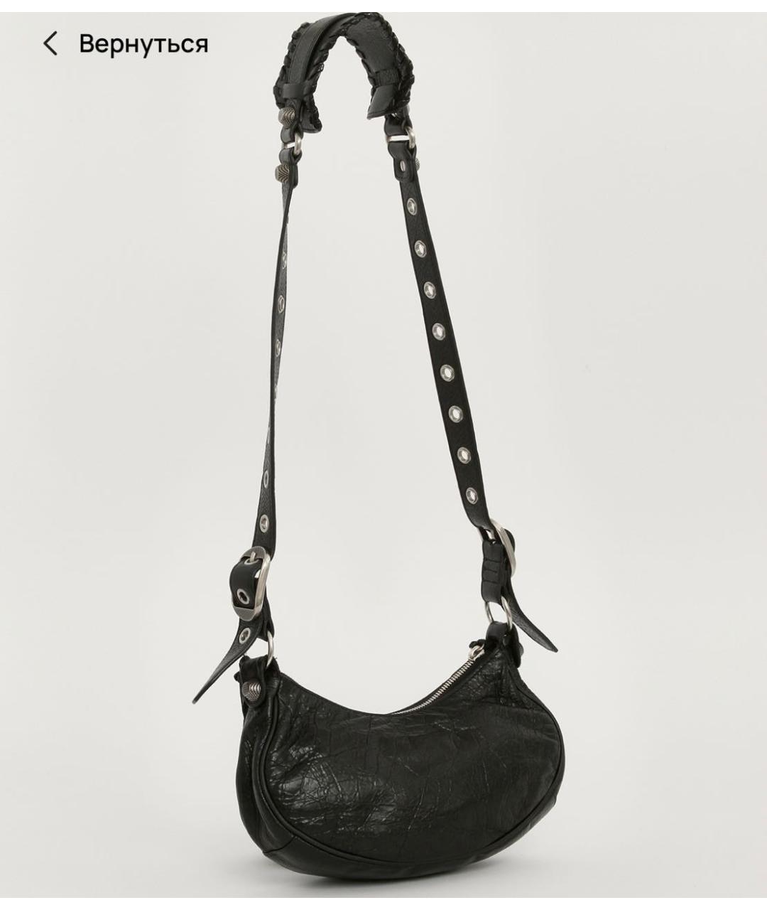 BALENCIAGA Черная кожаная сумка через плечо, фото 3