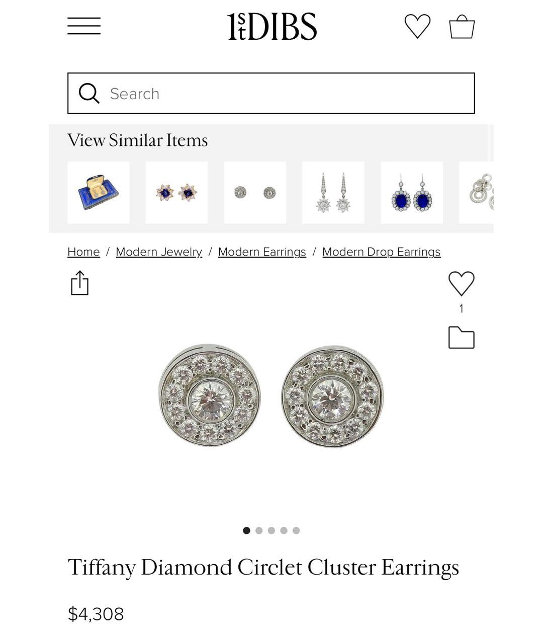 TIFFANY&CO Серебряные платиновые серьги, фото 2