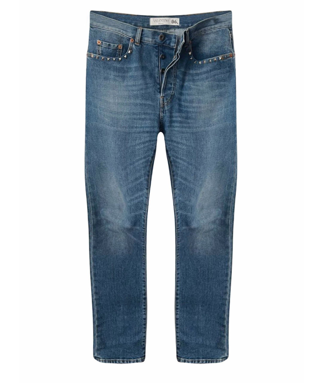 VALENTINO Голубые хлопковые прямые джинсы, фото 1